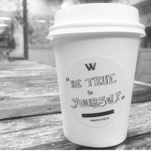 The coffee-cup messages are aimed at young people who need an emotional boost.